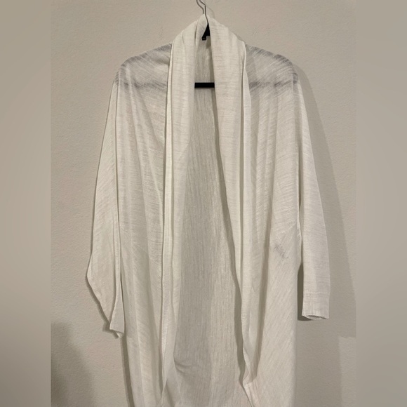 Theory Women's Knit Cardigan Sweater Small White Cocoon Longline Lagenlook - Picture 7 of 14